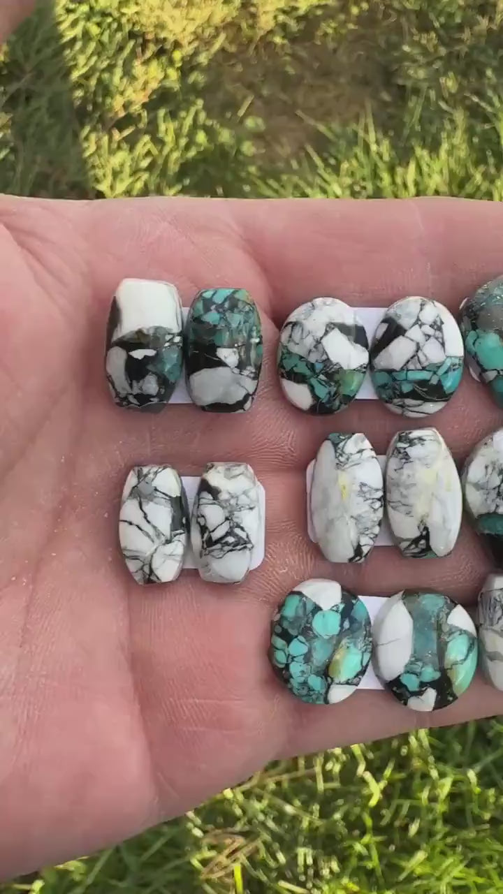 White Buffalo Turquoise Cabochon set