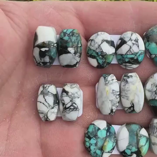 White Buffalo Turquoise Cabochon set
