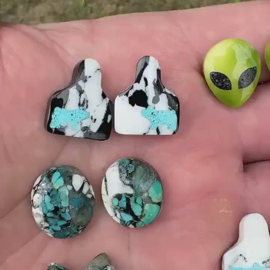 White Buffalo Turquoise Cabochon set