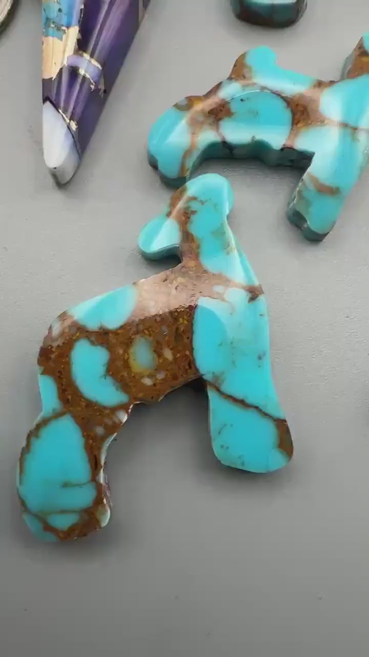 Blue/Blown Matrix. Cabochon  sheep (reconstructed) Turquoise