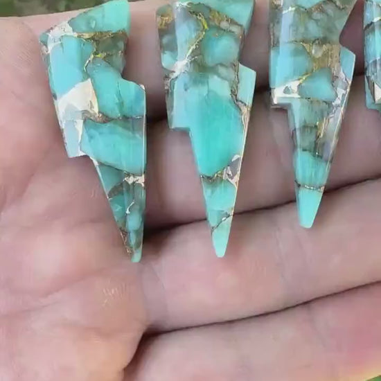 Amazonite With Bronze Cabochon Lightning Bolt