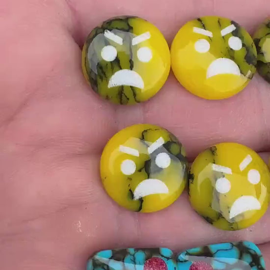 Emoji face Cabochon  {reconstructed} stone