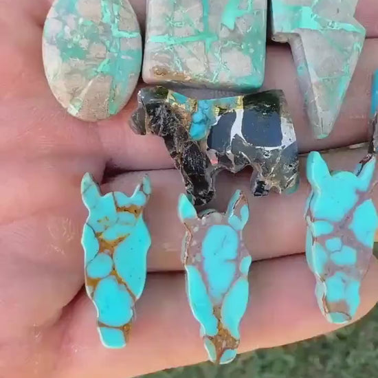 Natural carico Lake Ribbon Turquoise Cabochon